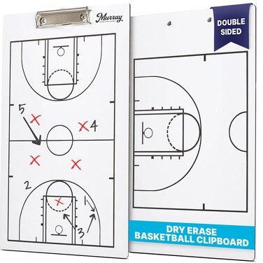 Murray Sporting Goods Dry Erase Coaches Clipboard   Double-Sided Dry Erase White Board (Basketball)