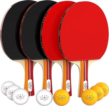 NIBIRU SPORT Professional Ping Pong Paddles Set of 4 - Table Tennis Paddles Set of 4 with 8 Balls and Carry Bag/Storage Case - Table Tennis Equipment &amp; Ping Pong Accessories