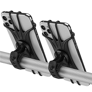 Kinizuxi 2 Pack Universal Bike Phone Mounts, 360 Rotation Silicone Holders for iPhone and Samsung, Compatible with 4.7-6.8 Inches Phones, Easy Installation