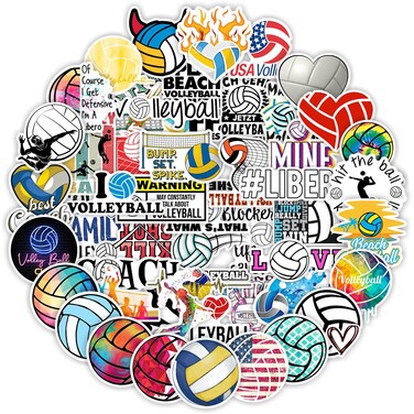 Volleyball Stickers, 100PCS Motivational Volleyball Water Bottle Stickers, Anywhere You Need Vinyl Waterproof Stickers or Notebook Stickers