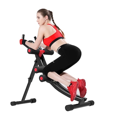 Fitlaya Fitness Core &amp; Abdominal Trainers AB Workout Machine Home Gym Strength Training Ab Cruncher Foldable Fitness Equipment (red01)
