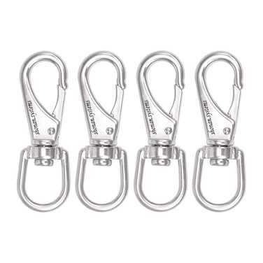 SHONAN Stainless Steel Flag Clips for Flagpole Rope- 4 Pack 3.5 Inch Swivel Snap Hook Flag Pole Clips, Diving Clips Spring Hooks for Dog leashes, Keychains, Boat Ropes, Bird Feeders
