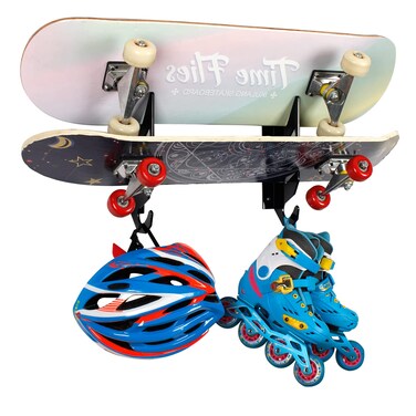WANLIAN Acrylic Skateboard Wall Mount with Hanger Hook, Skateboard Wall Mount Display Rack for Roller Skates, Longboard, and Helmets,Two Layers of Skateboard Hanger for Display and Storage