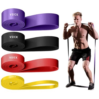 VEICK Resistance Bands for Working Out, Rubber Exercise Band Set for Men Women, Heavy Full Body Elastic Workout Bands Equipment for Home Fitness Gym, 4pcs