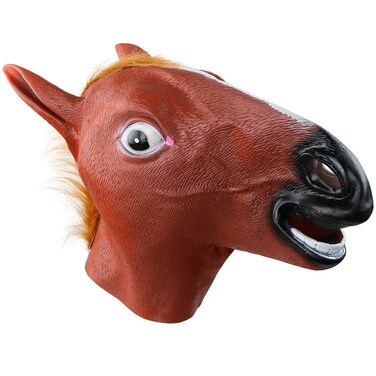 Skeleteen Horse Head-Costume-Mask - Realistic Brown Animal Head Horse-Masks For-Adults And Kids