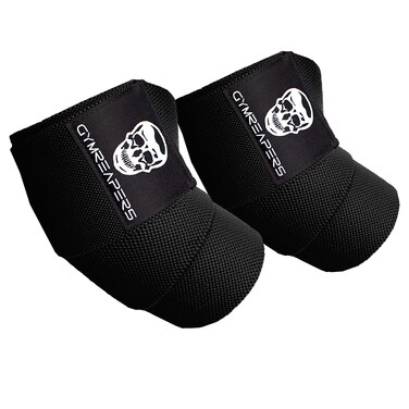 Gymreapers Weightlifting Elbow Wraps (1 Pair) - Flexible 40'' Elbow Compression Strap &amp; Joint Support Brace - For Bench Press, Powerlifting, and Pressing (Black)