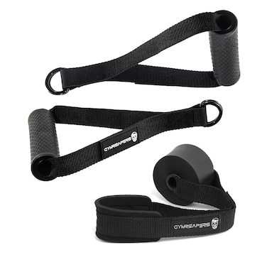 Gymreapers Resistance Band Handle/Door Anchor Combo - Exercise Band at Home Workout - (1 Pair of Handles) - Use with Any Resistance Bands for Men and Women