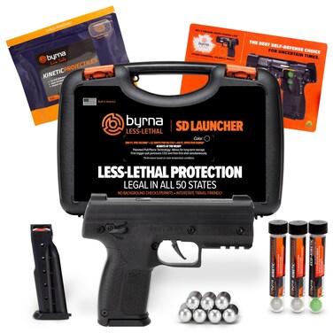 Byrna SD [Self Defense] Kinetic Projectile Launcher Ultimate Bundle - Non Lethal , Home /Personal Defense (Black)   Proudly Assembled in The USA