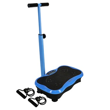Lifepro Vibration Plate Exercise Machine with Waist-Level Handlebar &amp; Magnetic Acupoints - Powerful Arm Fitness &amp; Recovery Vibration Platform &amp; Whole Body Vibration Machine for Beginners (Dark Blue)