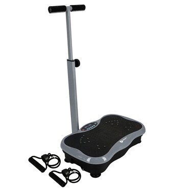 Lifepro Vibration Plate Exercise Machine with Waist-Level Handlebar &amp; Magnetic Acupoints - Powerful Arm Fitness &amp; Recovery Vibration Platform &amp; Whole Body Vibration Machine for Beginners (Dark Gray)