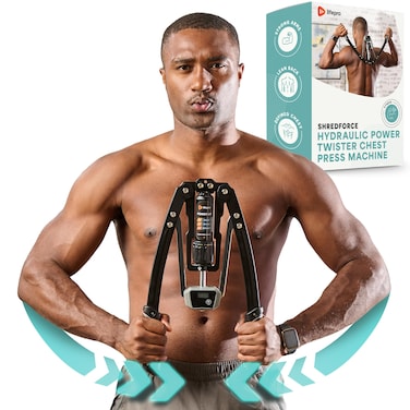 Lifepro Hydraulic Power Chest Expander and Arm Twister Trainer - Home Gym Workout Equipment for Back, Chest, Arm Exerciser - Adjustable 22-440lbs Resistance, Rep counter - Upper Body Strength Training
