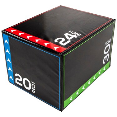 BalanceFrom 3 in 1 20 Inch 24 Inch 30 Inch Foam Plyometric Box Jumping Exercise Jumping Trainer, Multi-Color, 16-Pound