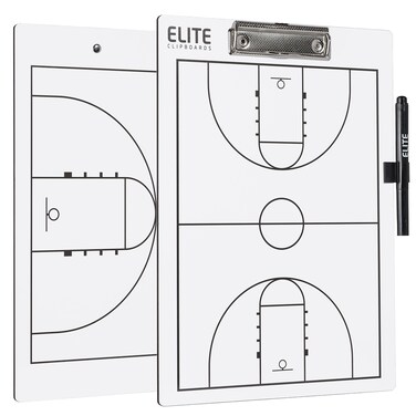 Elite Clipboards Basketball White Dry Erase Coaches Clipboard   Double-Side Basketball Coaching Whiteboard with Marker