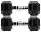 Fitvids Rubber Encased Hex Dumbbell, 15LB, Pair