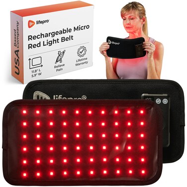 Lifepro Micro Red Light Therapy Belt with Vibration - NIR &amp; Red Light Therapy for Body - Target Discomfort, Accelerate Recovery, &amp; Boost Athletic Performance - Red, NIR, Pulse, Vibration, &amp; Intensity