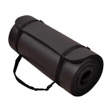 BalanceFrom Fitness GoYoga All Purpose 71 x 24 x 1 Inch Extra Thick Anti Tear High Density Non-Slip Exercise Yoga Mat with Carrying Strap, Black