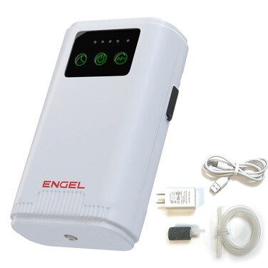 ENGEL Ultra Quiet Lithium-Ion USB Rechargeable Live Bait Aerator Pump &amp; Bubbler with Universal Clip fits Most Bait Buckets (White)