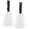 BLUE PANDA 2 Pack 9.5-inch Cowbells for Sporting Events, Percussion Noise Makers with Handle for Football Games, Stadiums (White)