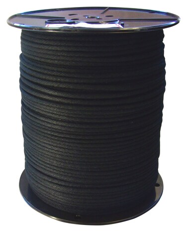 GREAT WHITE ROC360 600' Trick Line/Tie Line, Black, Unglazed, Cotton Cover W/Polyester Core For Added Strength, Theatrical cord, Multipurpose Utility Line, 4 Sash Cord(1/8 inch x 600ft) MADE IN USA