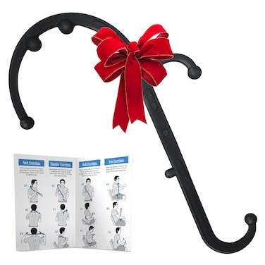 LiBa Back and Neck Massager - Trigger Point Massage Tools for Pain Relief and Manual Massage Hook Therapy Handheld Back Neck Shoulder Massager Black - Gift for Women &amp; Men