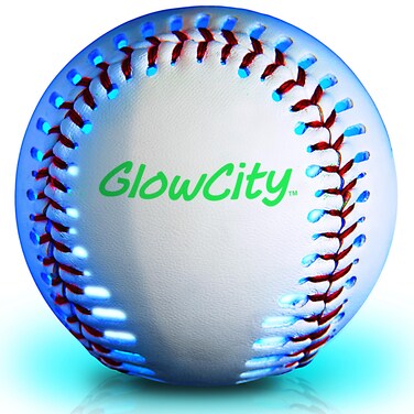 GlowCity Premium Leather LED Rechargeable Light-Up Baseball - Illuminate The Game - Nighttime Fun and Play - Sports Stuff &amp; Gadgets for Kids Age 8 Years Old and Up - Catch Only