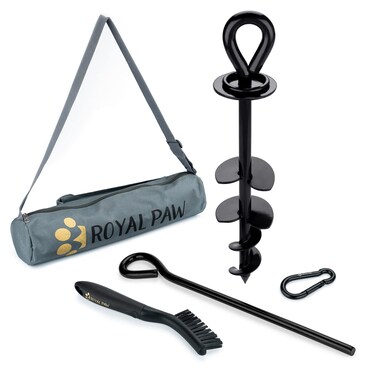 ROYAL-PAW Dog Tie Out Stake - for Large Dogs up to 210 lbs - Heavy Duty Dog Stake for Yard, Beach &amp; Camping Outside - Best in Ground Anchor for a Dog Cable, Leash, Lead or Tether