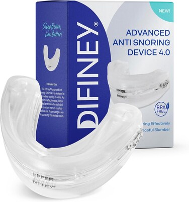 Difiney Advanced Anti Snoring Device 4.0: Anti Snoring Mouthpiece Device Mouth Guard - Effective Anti Snore Solution for Men and Women - Customizable Adjustable Comfortable - Clear