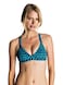 Roxy Women's Pop Swim Fixed Sporty Triangle Bikini Top, Olmeque Stripe Combo Blue Depths, L