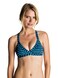 Roxy Women's Pop Swim Fixed Sporty Triangle Bikini Top, Olmeque Stripe Combo Blue Depths, M
