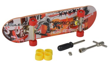 Simba 103306083 Finger Skateboard, 6 Assorted Designs, Only One Item Delivered, 9 cm, Anti-Stress, Fingerboard, Finger Scooter, with Accessories, from 5 Years