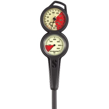 SCUBAPRO 2-Gauge Inline Diving Console with Pressure Gauge and Depth Gauge, Imperial Display, Metal