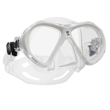 SCUBAPRO Spectra Mini Scuba Mask with Ultra Clear Dual Lens and EZ Equalize Nose Pocket for Small Divers, Clear/White