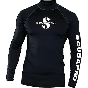 SCUBAPRO Men's Standard UPF 50 Rash Guard, Long Sleeve, Black, L