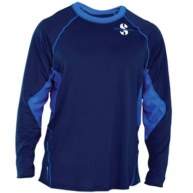 SCUBAPRO Men's Channel Flow UPF 50 Rash Guard Diving Shirt, Long-Sleeve, Small, Aegean Blue