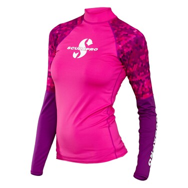 SCUBAPRO Women's Standard UPF 50 Rash Guard, Long Sleeve, Flamingo, L