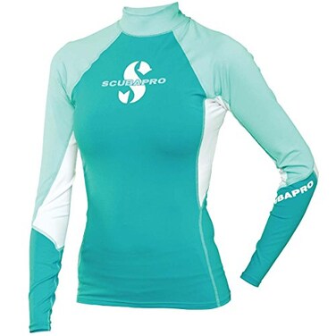 SCUBAPRO Women's Standard UPF 80 T-Flex Rash Guard, Long Sleeve, Caribbean, S