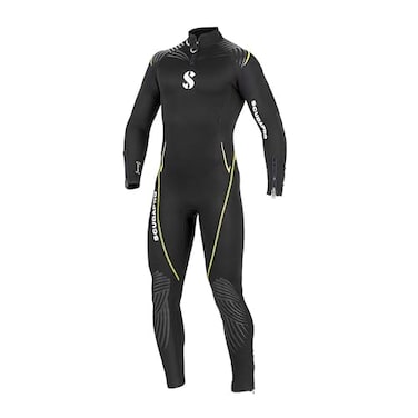 SCUBAPRO Definition Steamer Scuba Diving Wetsuit, 3mm Men Back Zip Neoprene, M Short, Black/Yellow