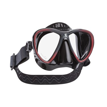 SCUBAPRO Synergy 2 Twin Trufit Diving Mask with Comfort Strap, Black/Black/Red