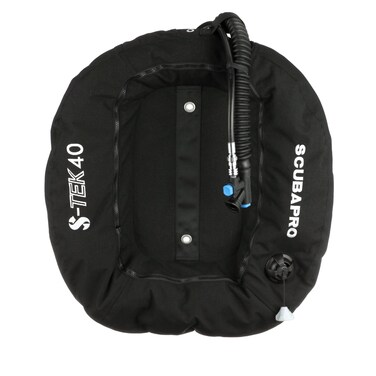 SCUBAPRO S-Tek Donut Wing for Technical Scuba Diving, Includes Inflator Hose and K-Style BPI, 40lbs/18kg, Black