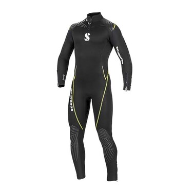 SCUBAPRO Definition Steamer Scuba Diving Wetsuit, 3mm Men Back Zip Neoprene, M Tall, Black/Yellow