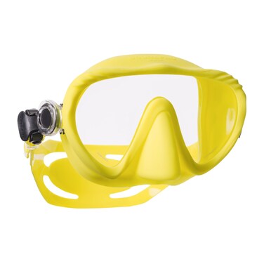 SCUBAPRO Ghost Scuba Dive Mask, Low-Volume Frameless Design w/Ultra Clear Single Lens, Silicone Skirt and Easy-Adjust Strap Buckles, Yellow