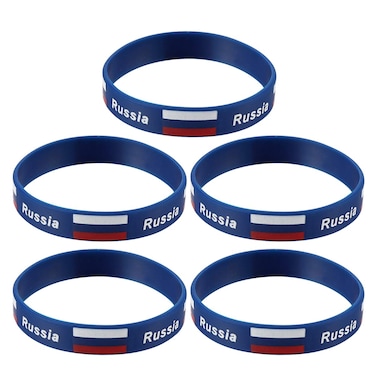 Football Wristbands 5pcs Country Flag Silicone Wristband Sports Bracelet Hand Ring Wristband for Sports Game Football Match (Russia) Baseball Wristbands