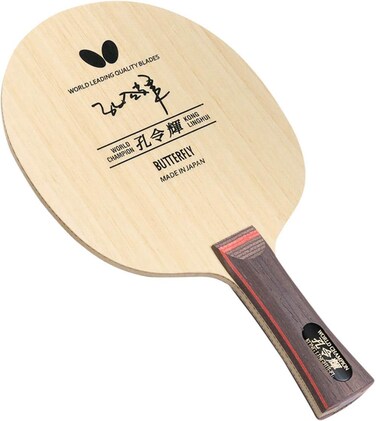 Butterfly Kong Linghui Table Tennis Blade - All-Wood Blade - Professional Table Tennis Blade - Available in Flared Shakehand Handle Style - Made in Japan