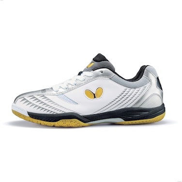 Butterfly Men's Athletic Table Tennis Shoes, White/Silver, 10.5