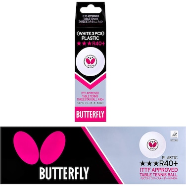 Butterfly R40+ Table Tennis Balls - 40mm White Ping Pong Ball - ITTF Certified Professional Table Tennis Ball- Poly Table Tennis Ball - 3 Pack or 12 Pack