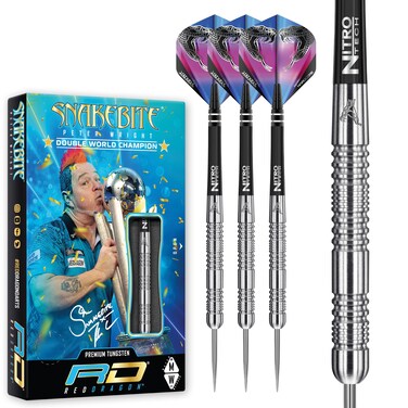 RED DRAGON Peter Wright Snakebite Euro 11: 24g Tungsten Darts Set with Flights and Stems
