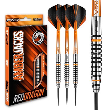 RED DRAGON Amberjack 14: 27g Tungsten Darts Set with Flights and Shafts (Stems)