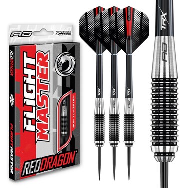 RED DRAGON Megaton: 25g Flightmaster - Tungsten Steeltip Darts Set with Flights and Stems