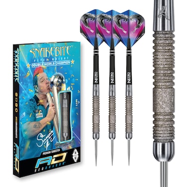 RED DRAGON Peter Wright Snakebite Euro 11 Element: 24g Tungsten Darts Set with Flights and Stems