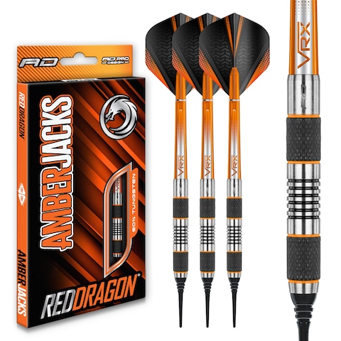 RED DRAGON Amberjack 1 Soft Tip: 18g - Tungsten Soft Tip Darts Set with Flights and Stems